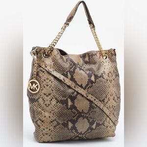 MICHAEL KORS  Jet Set Chain Python Embossed Leather Shoulder Bag NWT W/ DUSTBAG